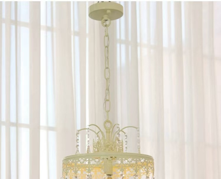 法式奶油风浪漫水晶吊灯美式轻奢玄关过道床头衣帽间公主房灯具详情3