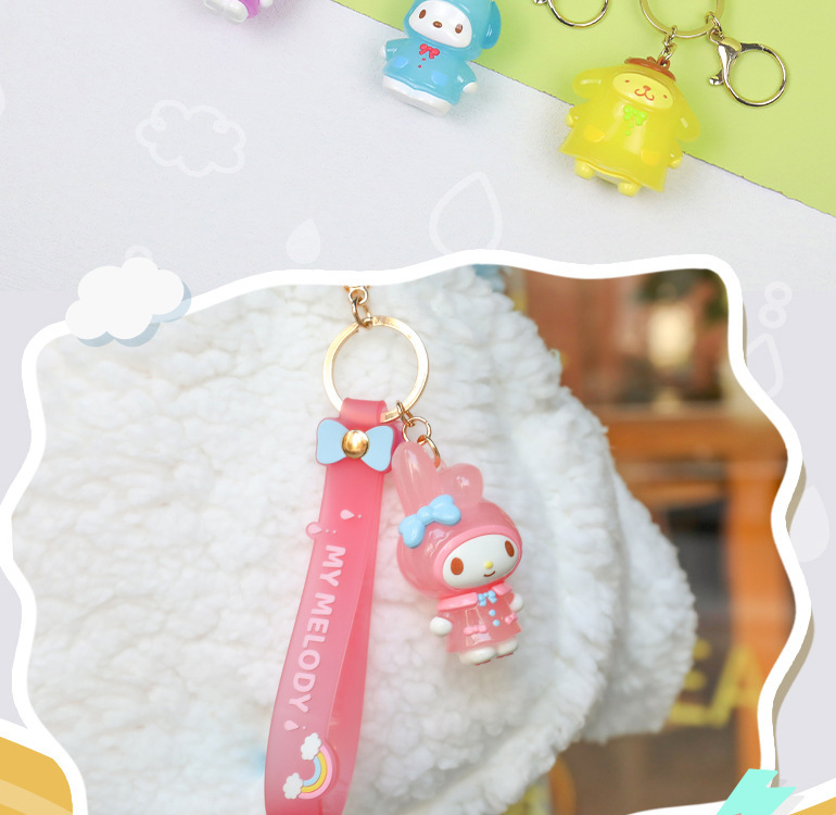 三丽鸥家族雨衣系列钥匙扣库洛米帕恰狗书包挂件创意礼物批发详情7