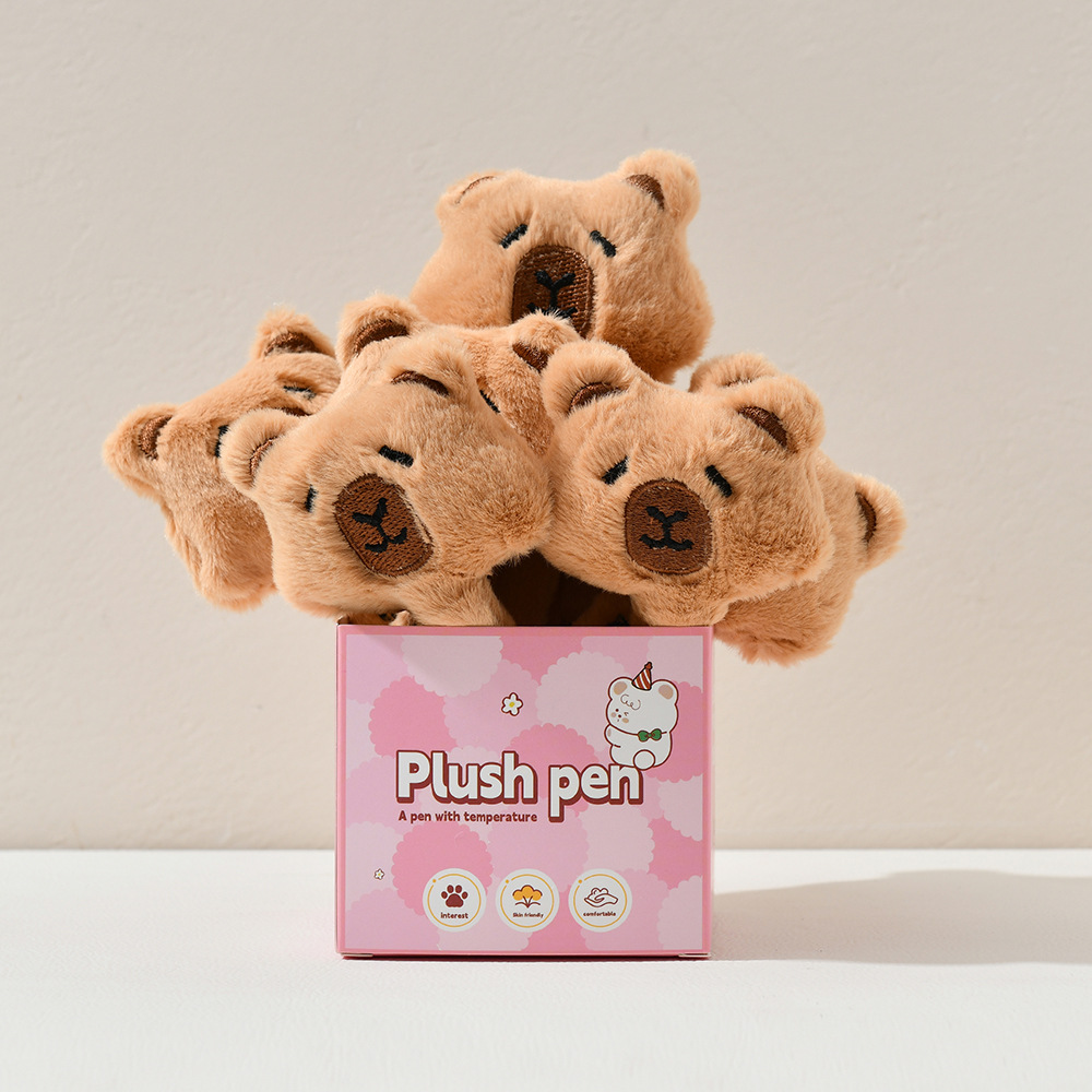 晨兮毛绒笔熊猫笔可爱笔按动中性笔黑色可爱创意黑笔学生用品文具详情13