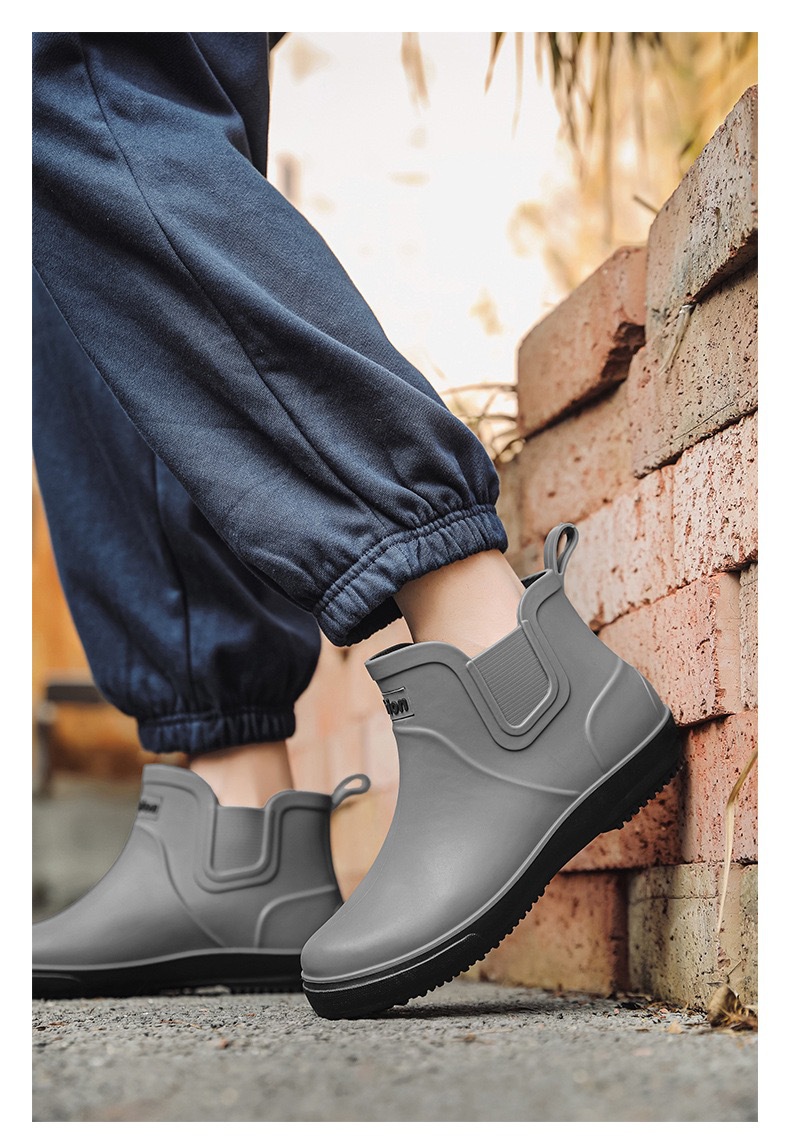 跨境雨鞋男士时尚雨靴防滑低筒新款切尔西成人户外钓鱼防水靴外贸详情16