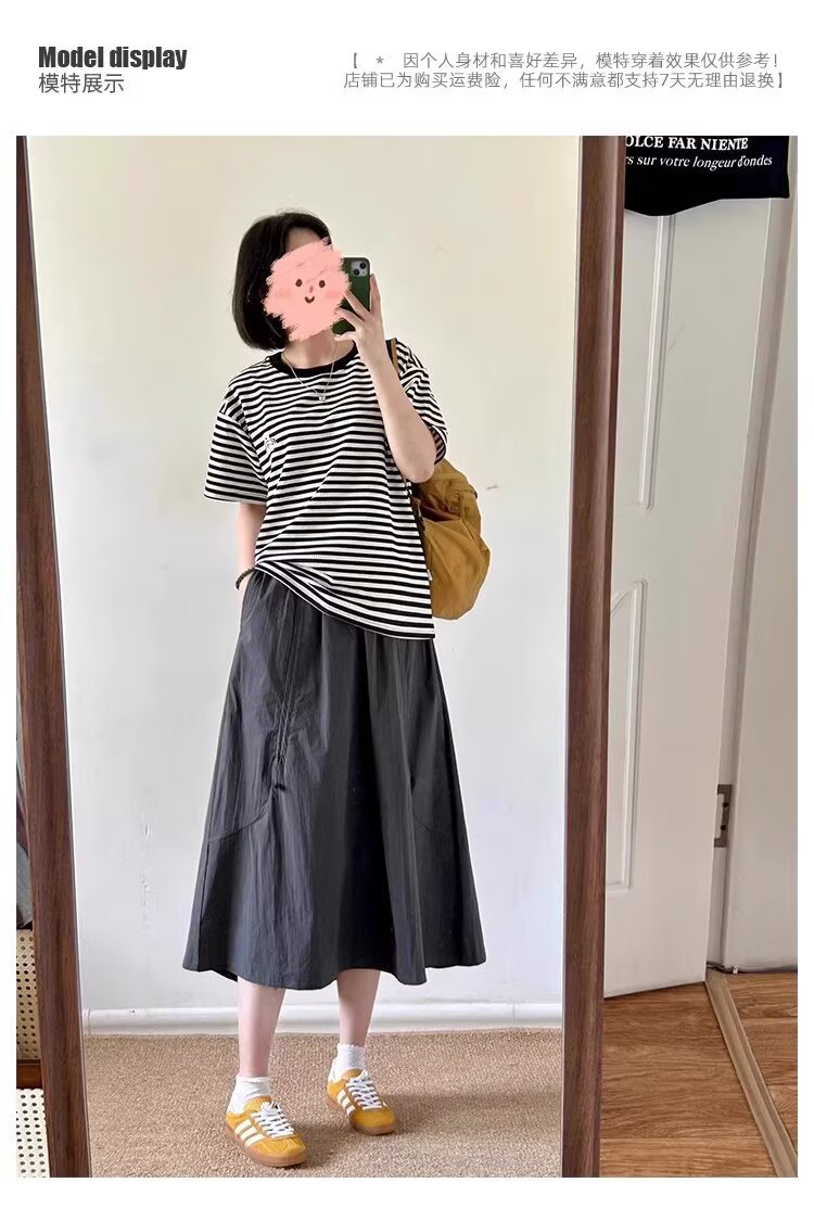 American Bella style workwear skirt for women, new summer style, plus-size high-waisted, quick-drying and slimming A-line umbrella skirt pic 6