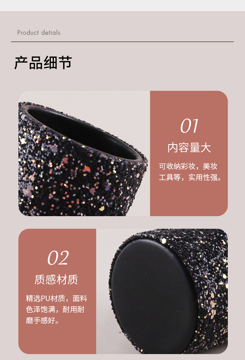 卓尔雅美妆眉笔收纳筒批发桌面梳妆台彩妆美甲店防尘化妆刷收纳桶美容护肤彩妆工具详情15