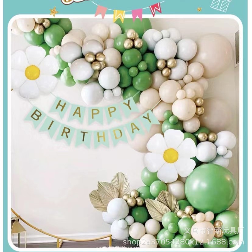 Creative design of green theme balloon set scene arrangement for birthday party balloon chain set scene arrangement pic 20