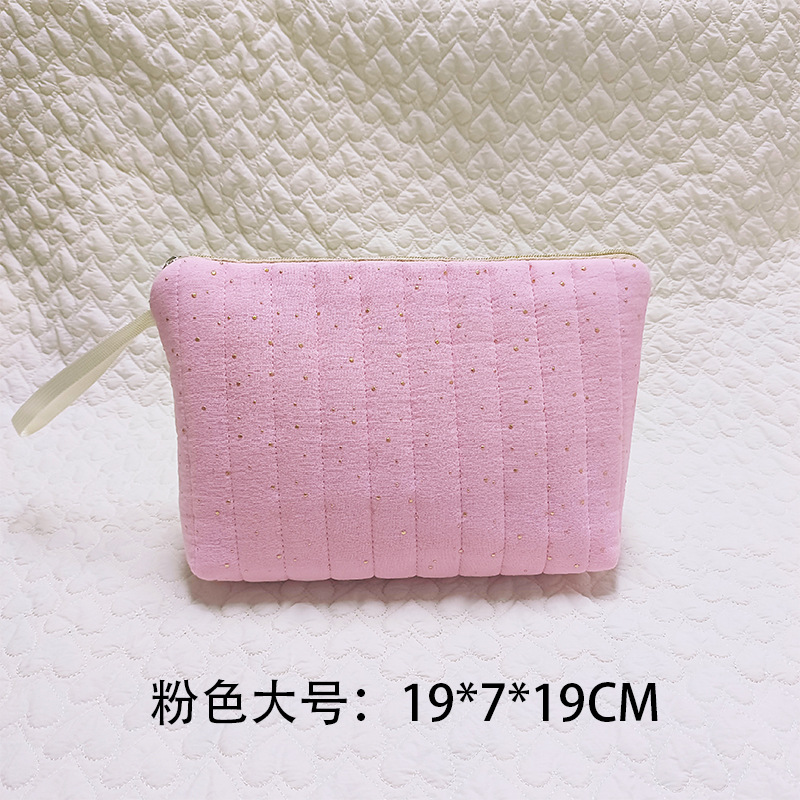 跨境新款两件套字母化妆包时尚清新收纳袋绗缝条纹洗漱包旅行包包详情13