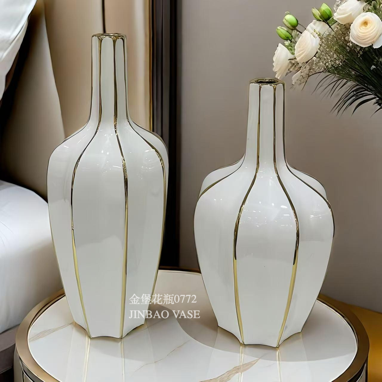Nordic creative ceramic vases, rotating aesthetic ornaments, high-end living room entrance hall tabletop, dining table, dried flower decorations pic 39