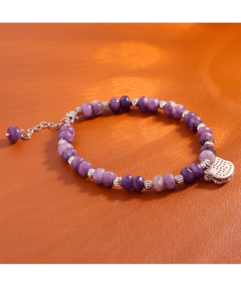 Hyacinth natural stone amethyst bracelet, fashionable, light luxury, sweet and elegant, whitening and high-end look, 2025 new accessory Hello Kitty cat crystal bracelet pic 6