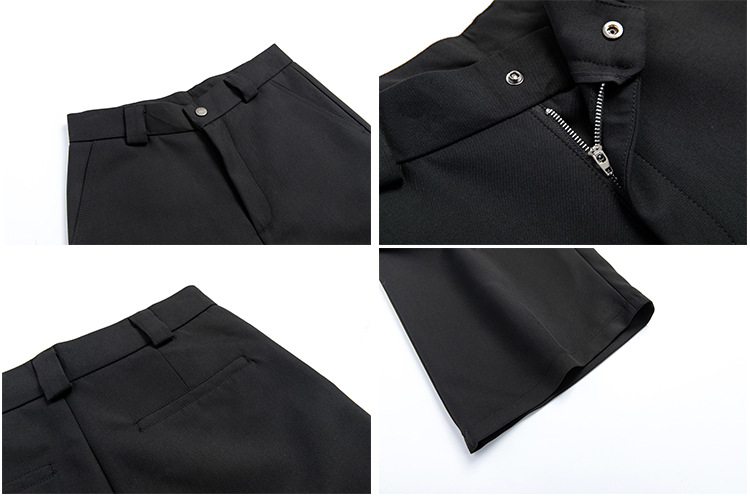 2023 new style cleanfit dress pants with a niche design, pleated, loose, casual, wide-leg, slightly flared floor-length pants for men pic 3