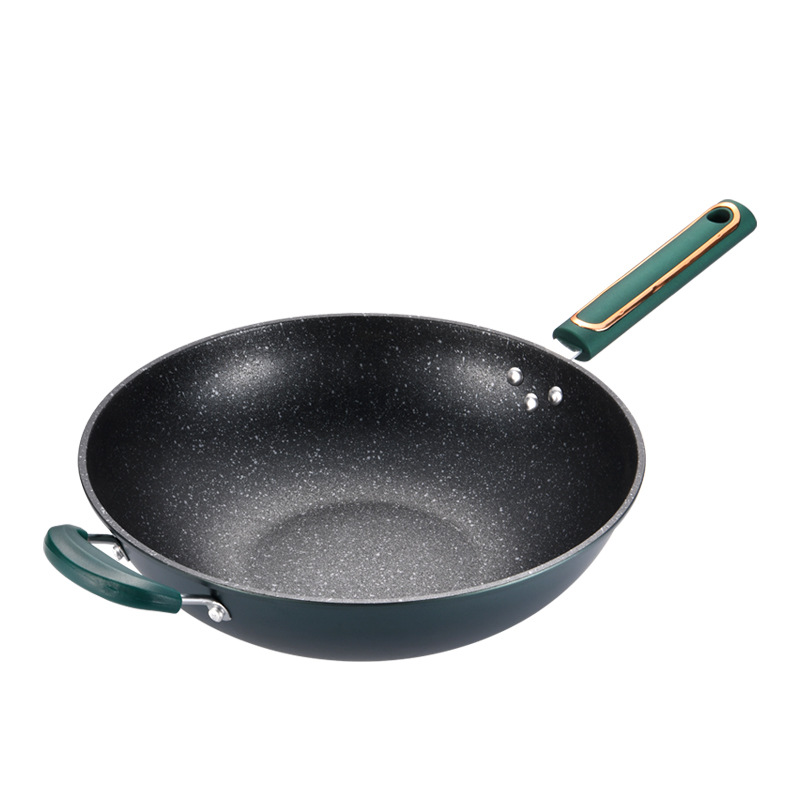 Factory-customized new wok, household tourmaline non-stick wok, non-stick cooking wok, iron wok gift, one-piece consignment pic 11