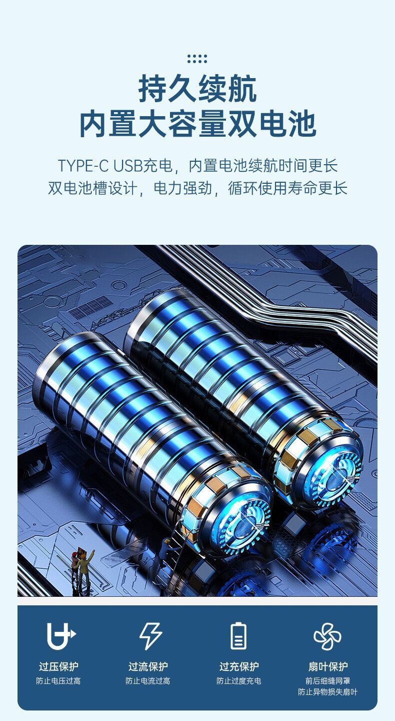 跨境多功能夹子风扇充电便携式家用挂壁电风扇学生宿舍USB小风扇详情15