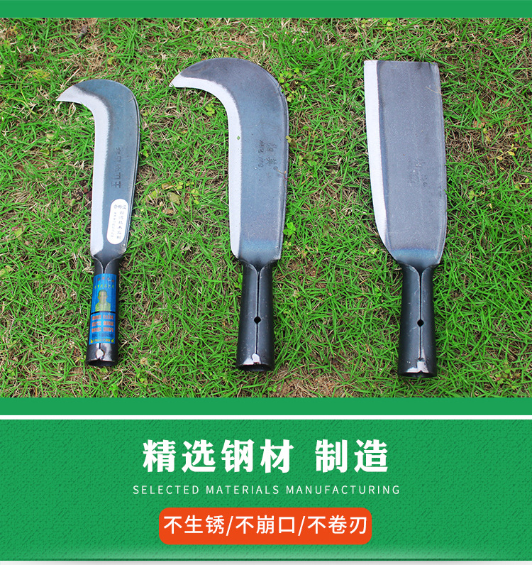 Factory direct supply of Chuwan stainless steel firewood knives, sugarcane knives, curved knives, stainless steel wide fan sickles for agricultural use, and mountain opening curved knives pic 15