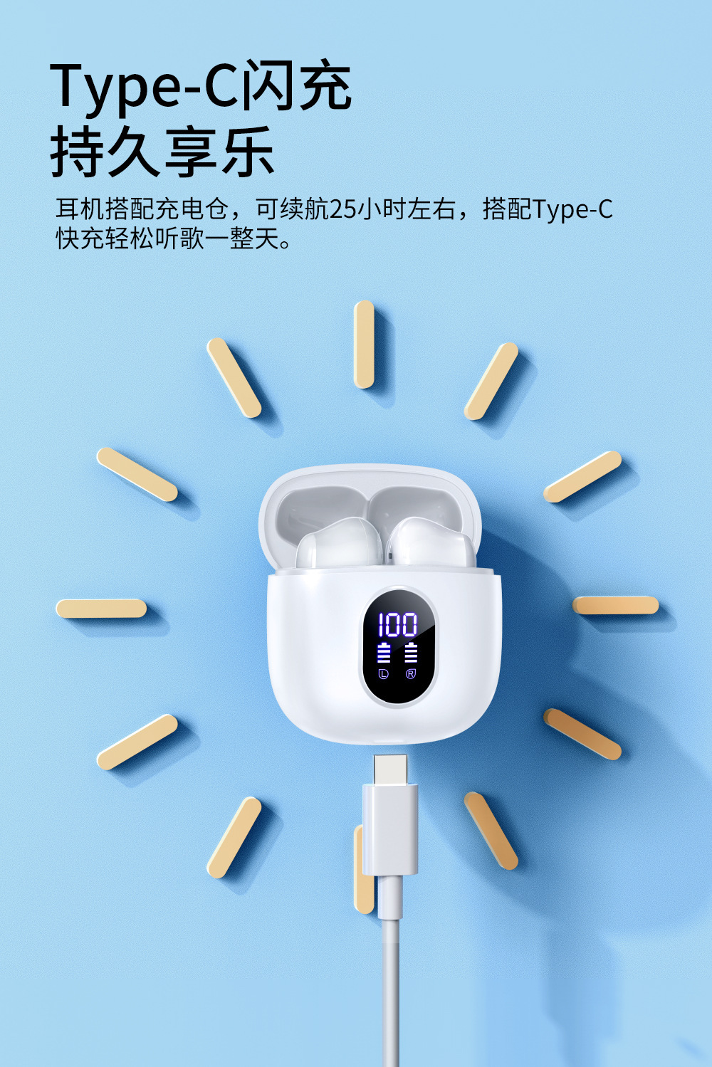 跨境ENC双麦通话降噪蓝牙耳机无感佩戴触控小巧便携口袋无线耳机详情6