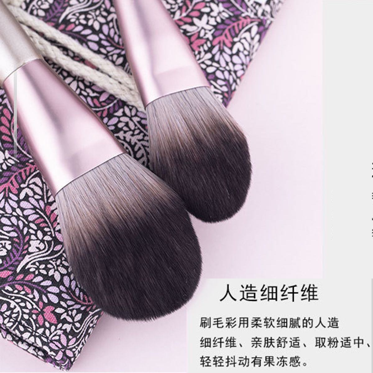 9 piezas de fibra sintética juego de pinceles de maquillaje pinceles de sombra de ojos en forma de lengua bolsa de almacenamiento de lino portátil pic 8