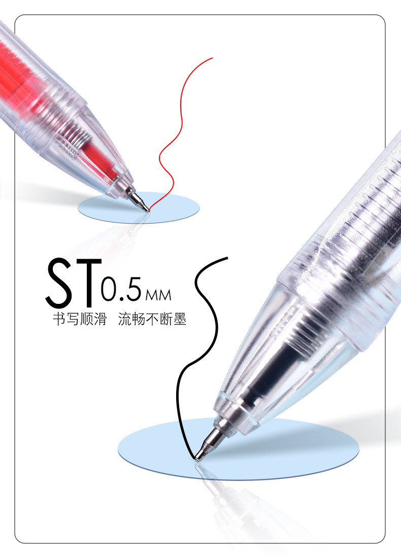 Factory direct supply of WYH072 red and black gel pens from Weiya Hui. Wholesale of transparent gel pens for smooth writing pic 2