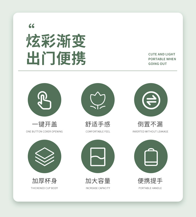 Four-piece set of frosted gradient popular space cup, plastic straw water cup, large-capacity portable simple sports water bottle pic 2