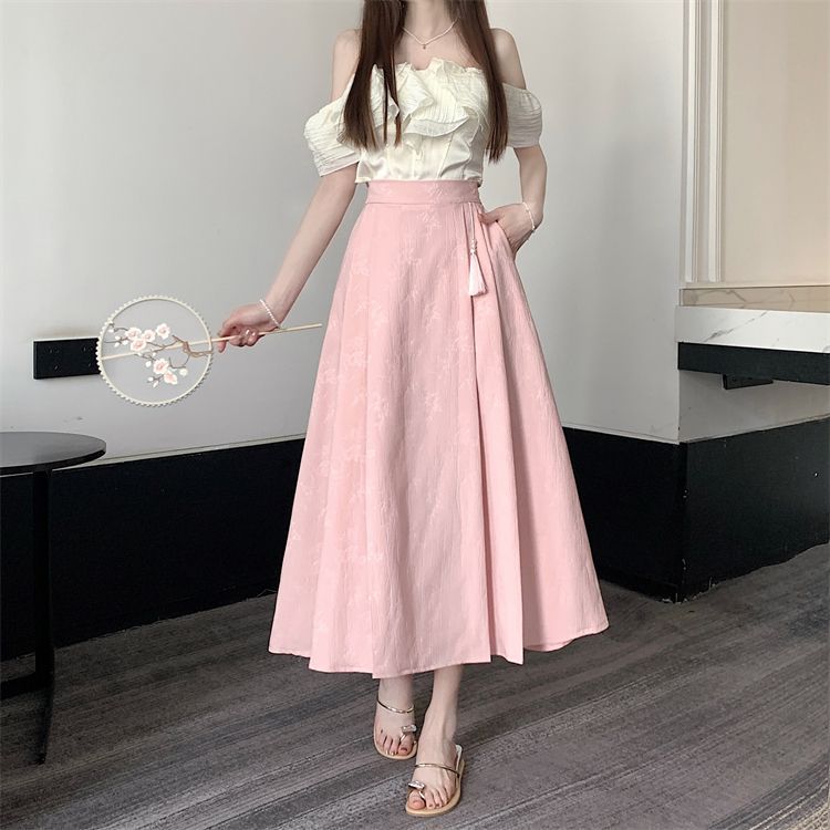 New Chinese-style jacquard skirt 2024, improved horse face skirt, high-waisted, slimming and elegant, pleated A-line skirt, Chinese trend pic 19