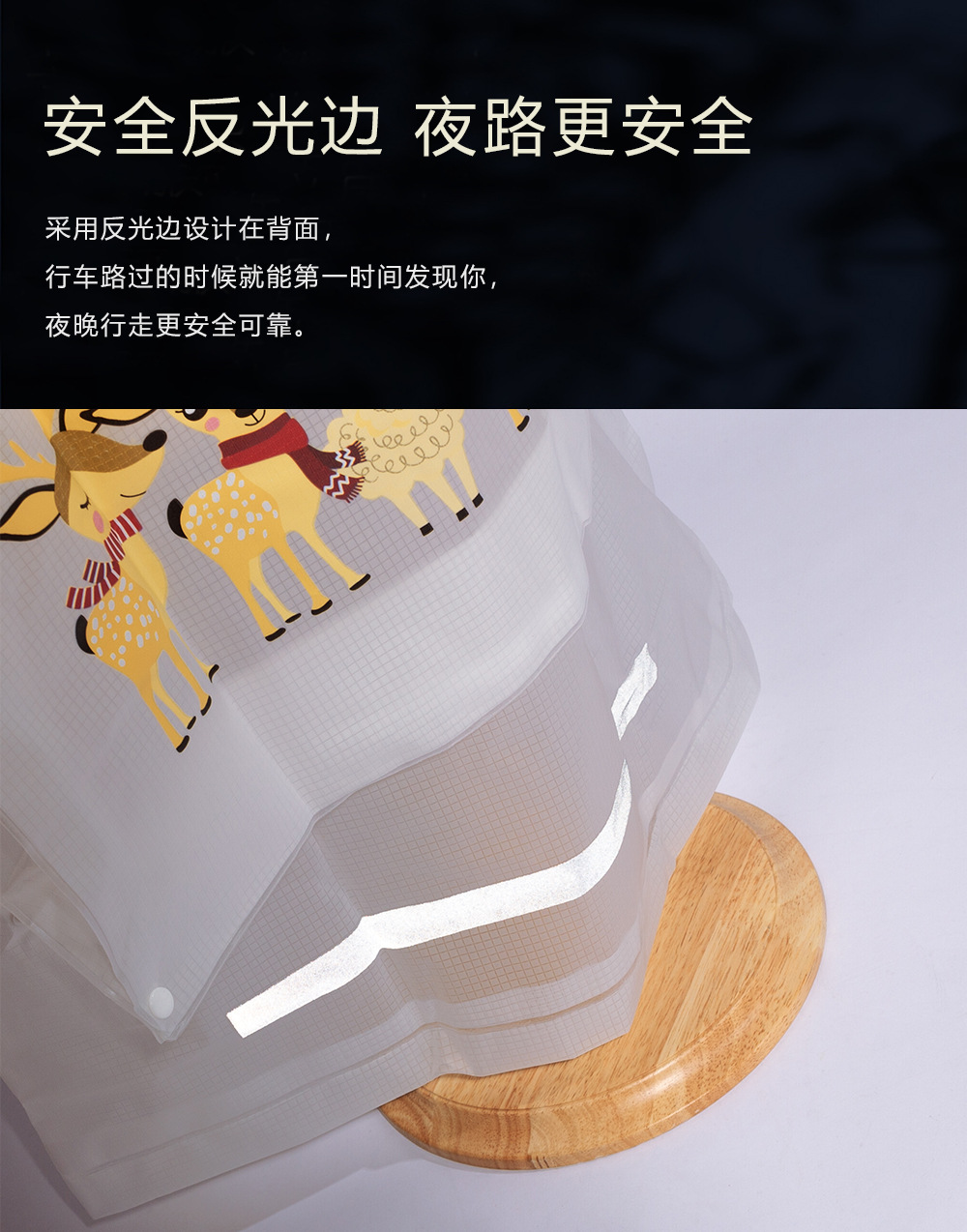 厂家批发带反光条学生雨衣PVC连体恐龙卡通儿童雨披带书包位现货详情3