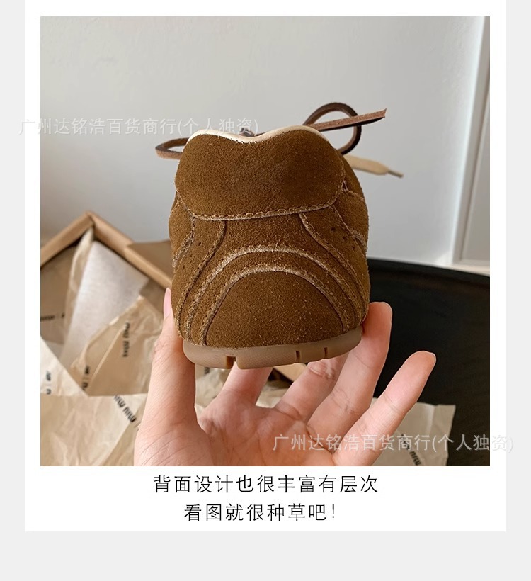 牛皮现货阿谬miu家联名款阿甘鞋真皮复古跑步运动休闲德训鞋女鞋详情16