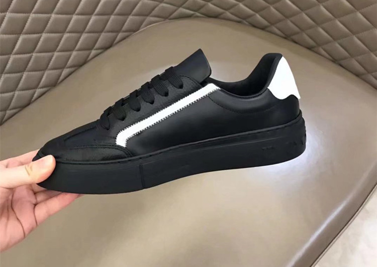 真皮男板鞋欧洲站拼色系带小白鞋平底牛皮防臭黑色时尚休闲单鞋潮详情35