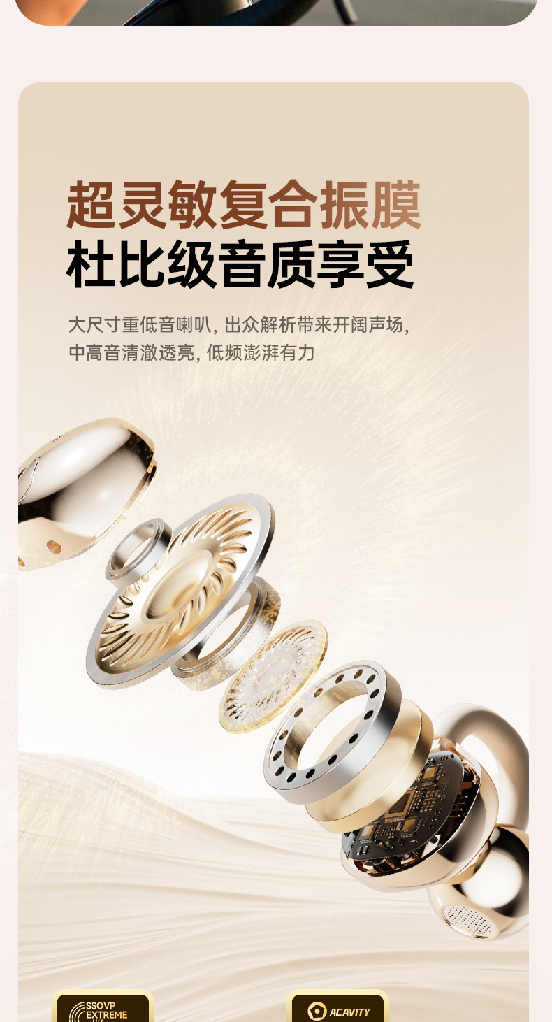 新款夹耳式高颜值高音质蓝牙耳机无线降噪长续航运动手机通用详情7