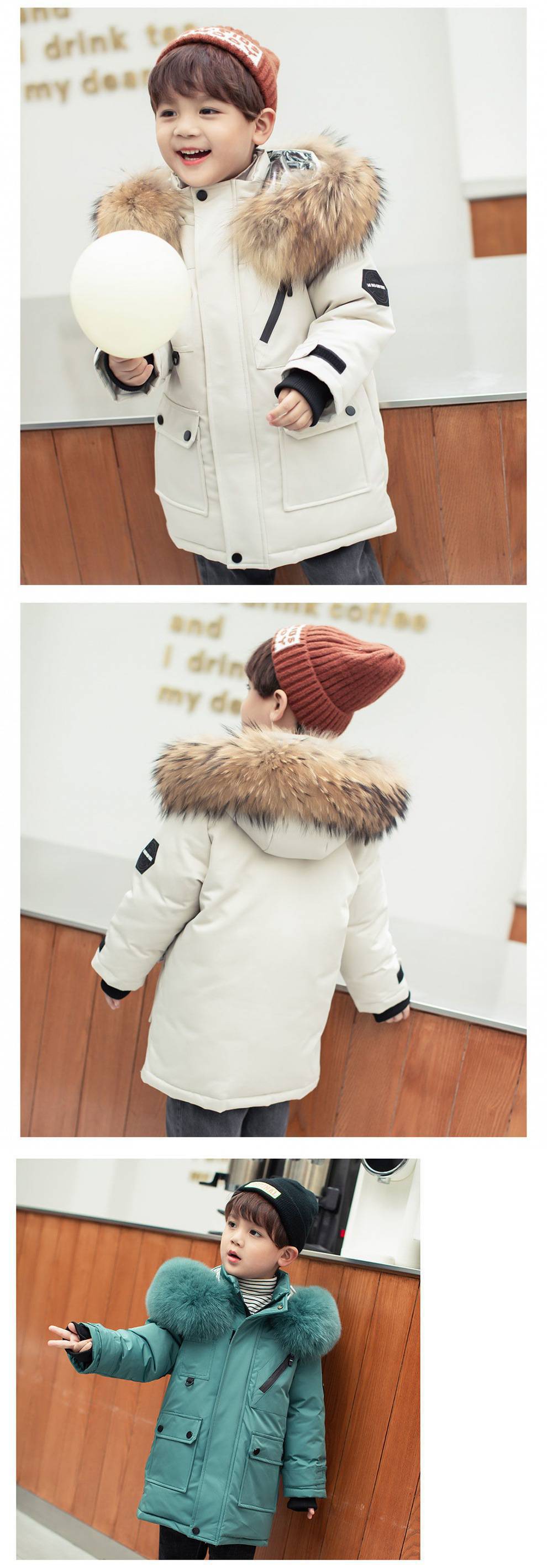 儿童秋装外套儿童羽绒服男童中长款加厚中小童白鸭绒2024新款洋气详情5