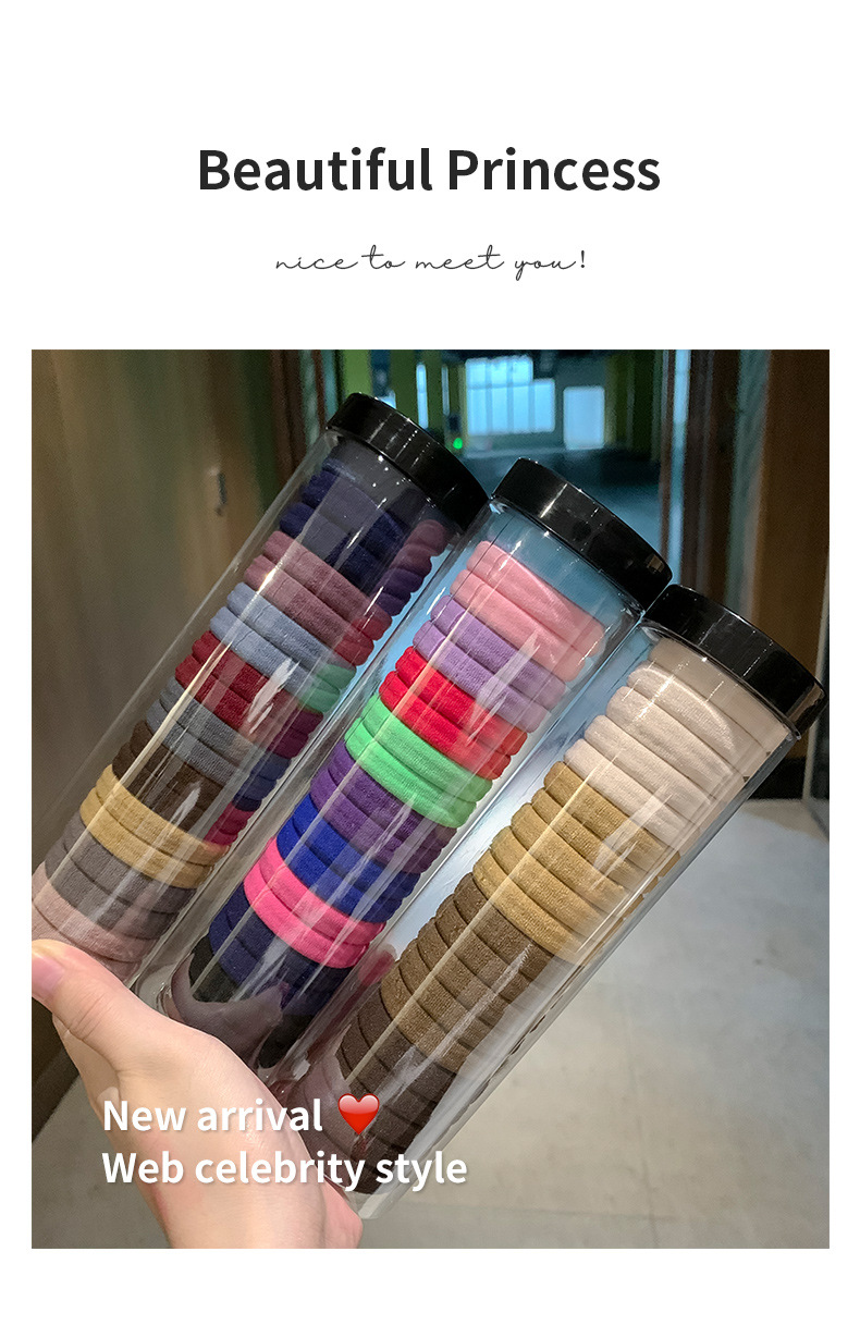 罐装无接缝橡皮筋女扎头发圈高弹力耐用发绳黑色不伤发女发圈头饰详情23