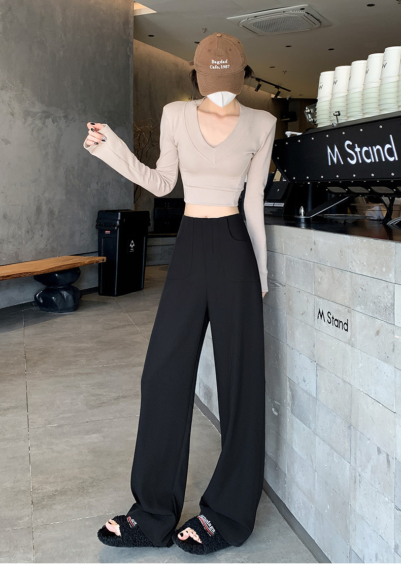 窄版西装裤女秋季2025新款宽松高腰垂感休闲长裤百搭直筒阔腿裤子详情3