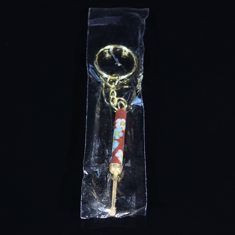 Beijing Cloisonne vintage collection, traditional polished keychain with cloisonne enamel, pendant ear scoop pic 9