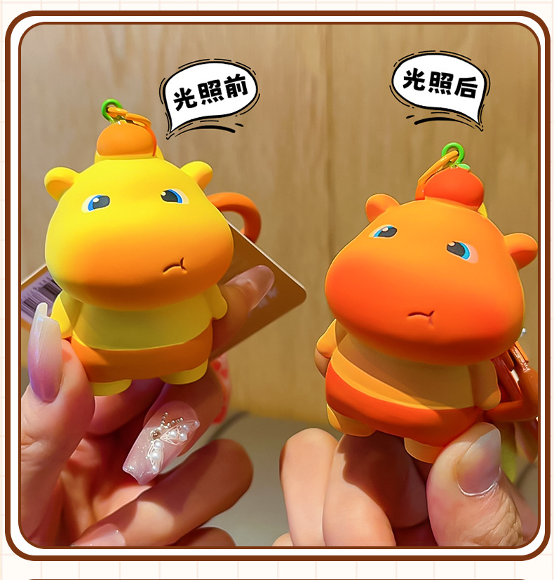 Creative genuine capybara Lulu UV light color-changing red temperature keychain student schoolbag pendant small gift pic 11