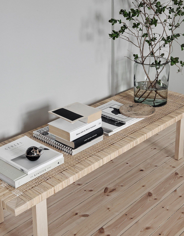 ins实木藤编长凳白蜡木换鞋凳真藤凳子板凳长茶几真藤民宿床尾凳详情11