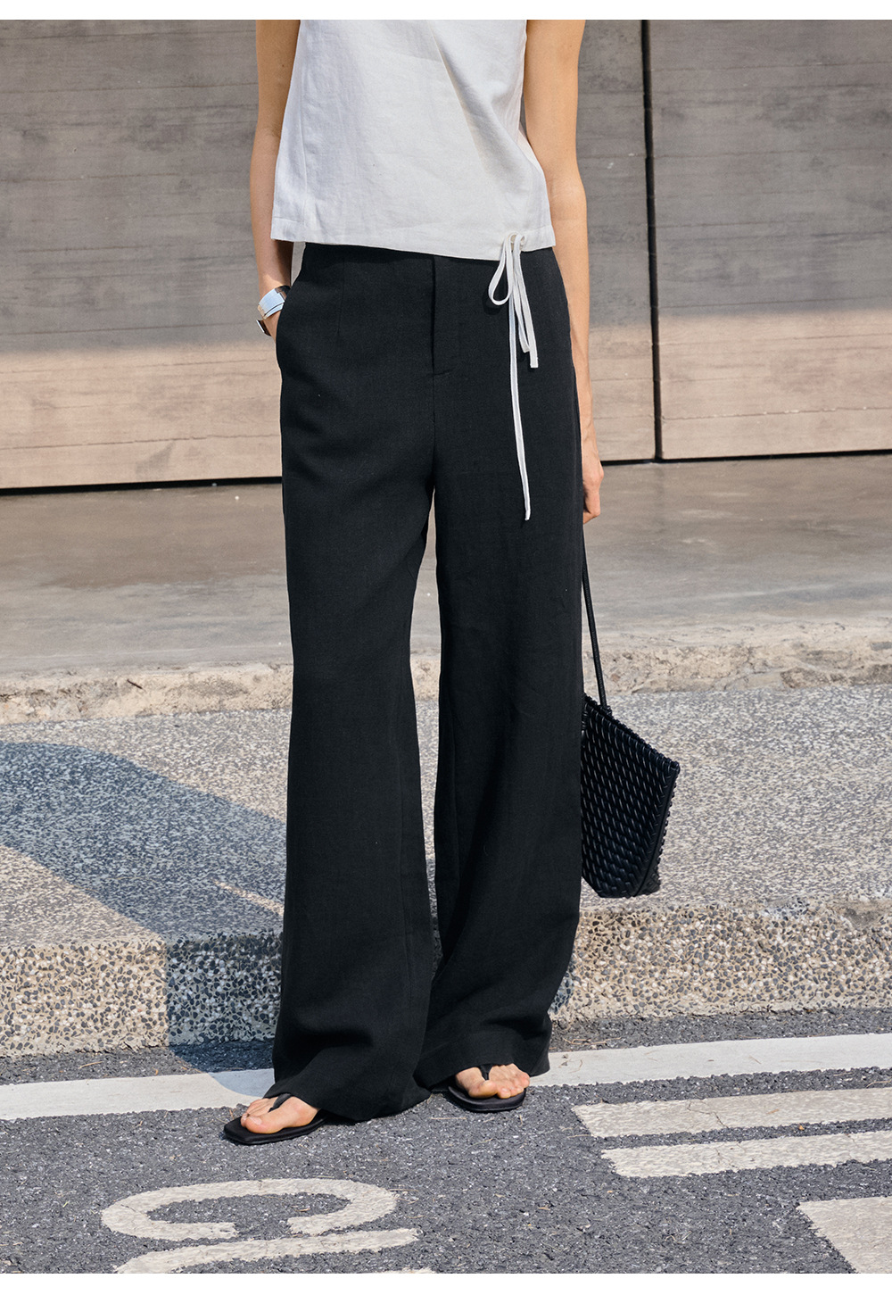 Linen loose straight-leg pants for commuting, long pants with a high-quality feel for old money, high-waisted fashionable linen casual pants for women in spring and summer pic 40
