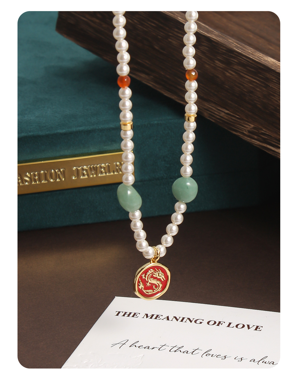 原创磁吸扣珍珠项链新中式龙牌吊坠锁骨链时尚高级感国风项链女详情10