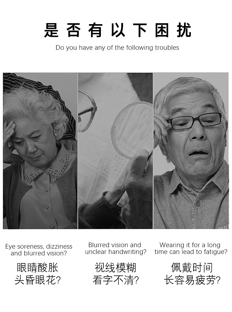 新款便携折叠老花镜金属超清防蓝光老花眼镜男女通用抗疲劳老花镜详情4
