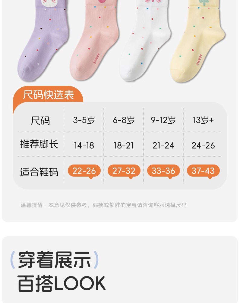 女童袜子秋冬季儿童棉袜a类中筒袜无骨防臭春秋女孩可爱卡通童袜详情11