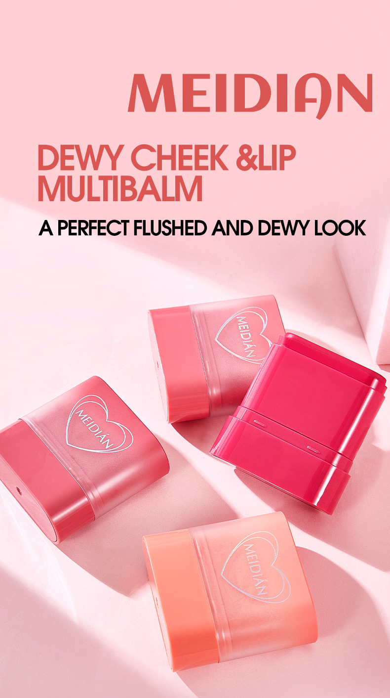 【跨境专供】MEIDIAN魅点腮红唇部多效膏面部彩妆防水腮红膏批发详情6