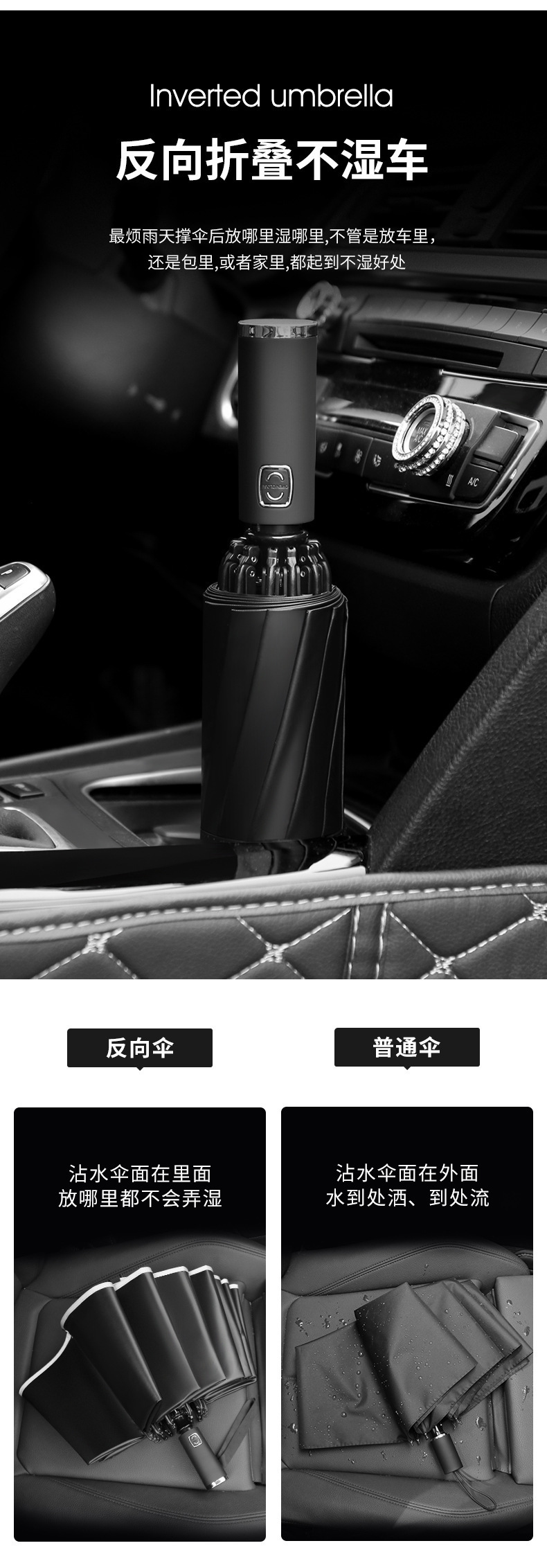 全自动雨伞男女折叠收缩大号双人遮阳防晒防紫外线车载汽车反向伞详情9