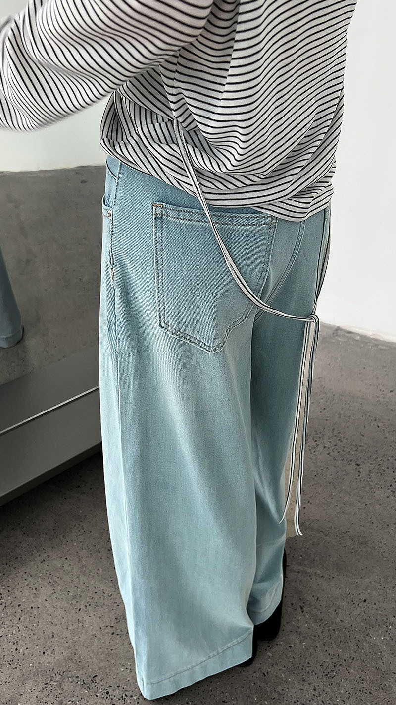 Luxi American 9-inch slightly flared jeans for women, 2025 Summer New style casual loose wide-leg pants with a drape, 68326 pic 31