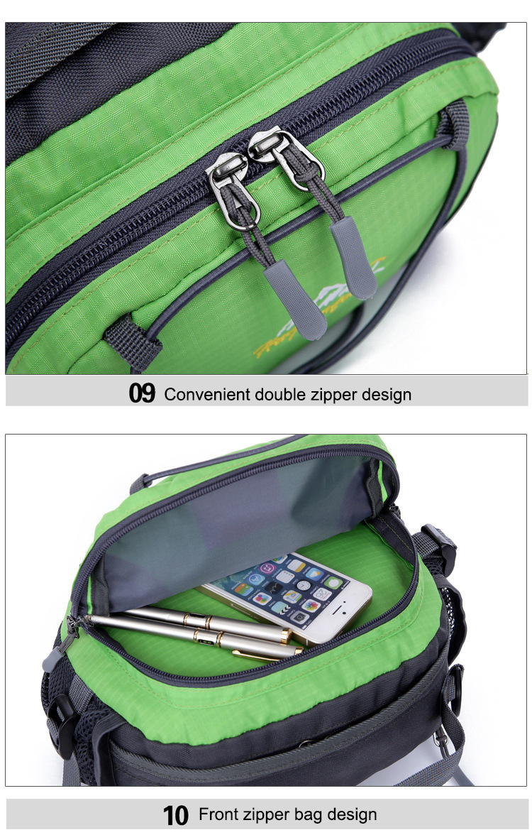 The manufacturer sells Korean-style outdoor hiking waist bags, casual handbags, and single-shoulder travel waist bags with reflective strap designs pic 33