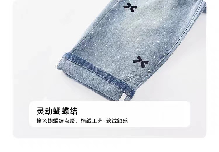 女童春装牛仔裤2025春秋季新款儿童蝴蝶结童装裤子休闲百搭直筒裤详情6
