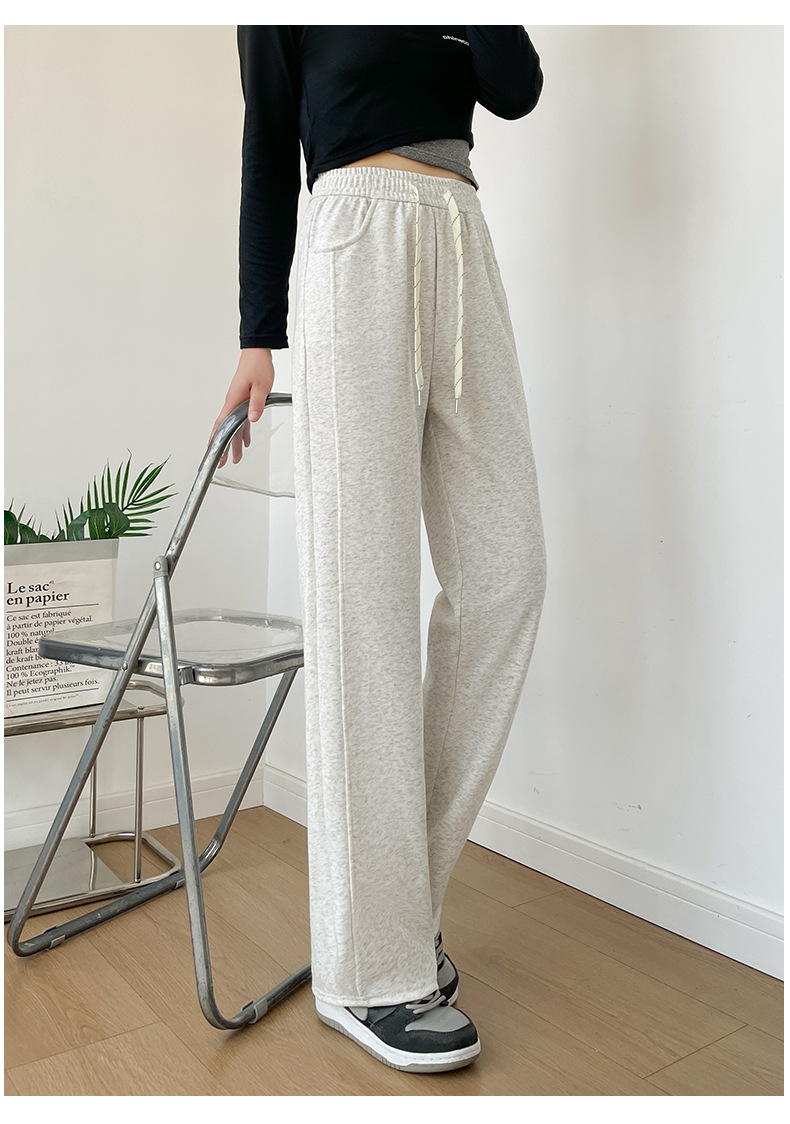 垂感华棉阔腿裤女春秋新款宽松显瘦窄版直筒裤高腰百搭休闲运动裤详情19