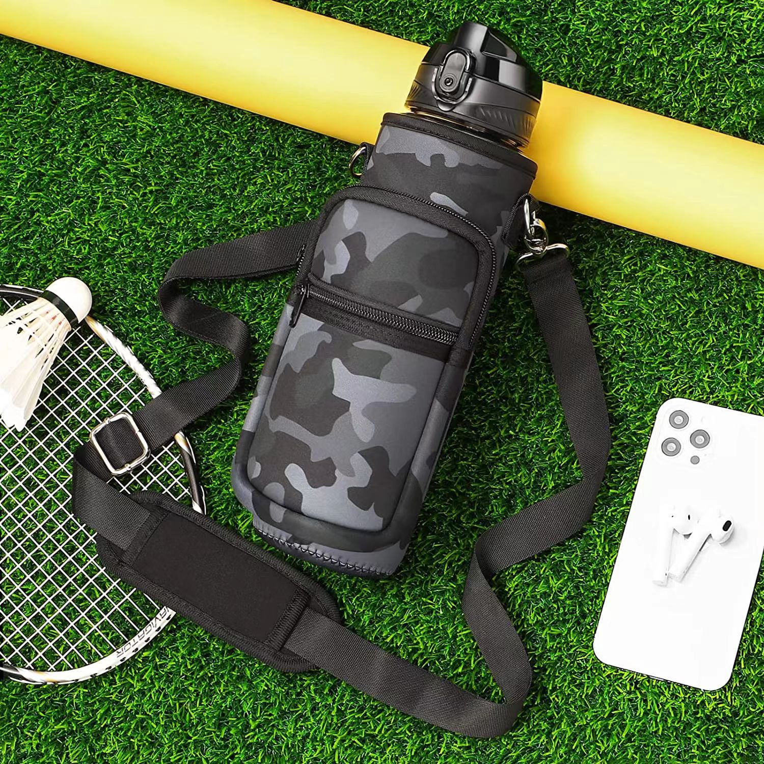 Wholesale SBR diving material outdoor sports water bottle cup covers, hand-held shoulder strap portable thermos flask protective covers from the manufacturer pic 18