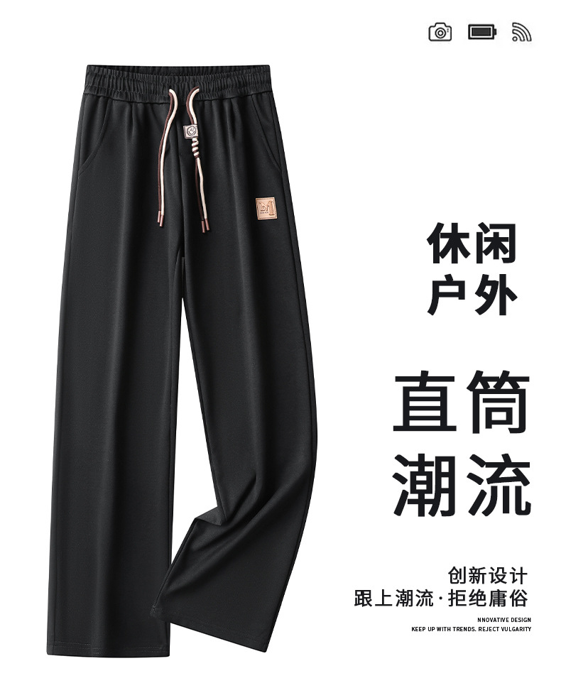 2024秋冬季新款宽松直筒阔腿裤子自然垂感男士运动休闲详情1