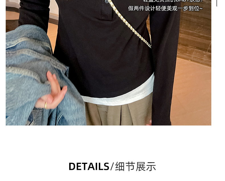 Here are two carefully selected long-sleeved T-shirts for women in the Spring and autumn of 2024, featuring a unique and stylish Korean style that can be worn as a base layer pic 14