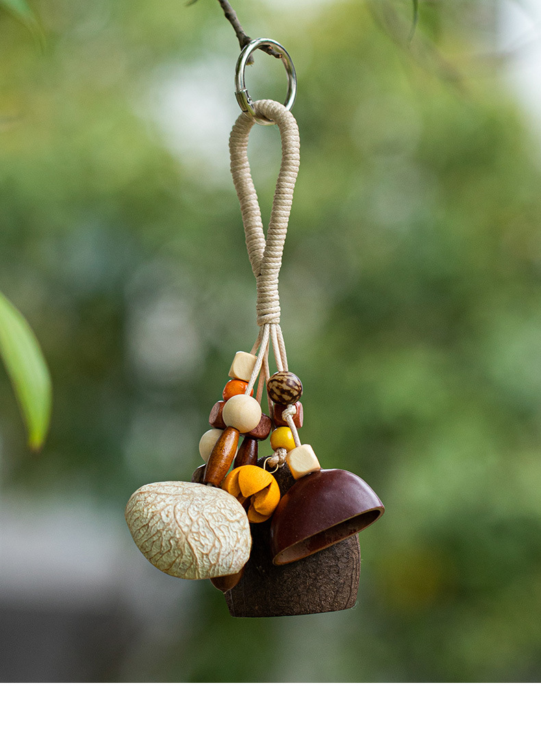 diy natural fruit shell hanging bell, new Chinese herbal plant seed bag pendant, handcrafted keychain, artistic bag hanging decoration pic 7