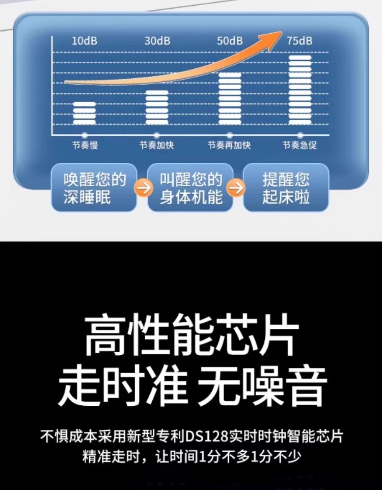 闹钟学生专用起床神器2023新款智能桌面电子时钟表强力叫醒闹铃详情9