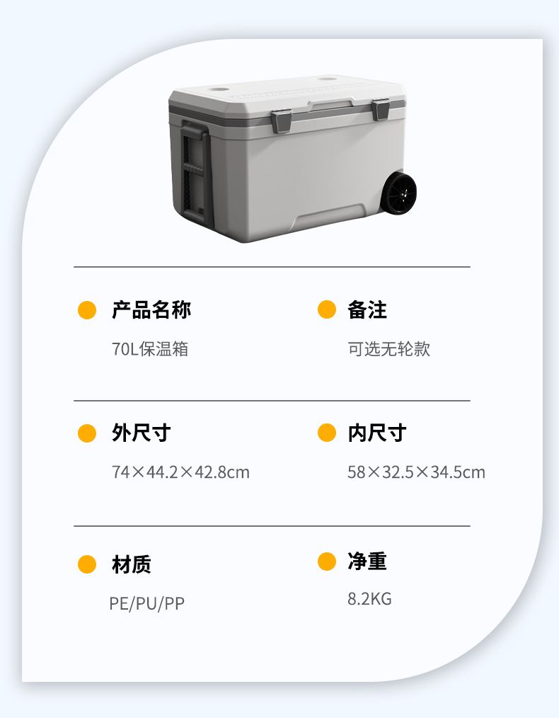 大容量160L保温箱户外车载便携露营海钓鱼冰块桶生鲜食品冷藏冻箱详情15