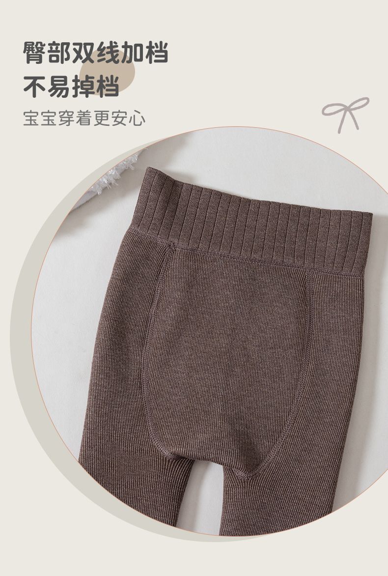 女童打底裤秋冬加绒加厚儿童保暖裤 竖条纹一体绒九分连裤袜批发详情10