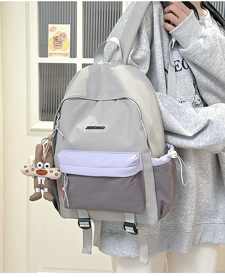 跨境新款学院风百搭双肩包初高中学生上课书包撞色洋气轻便双背包详情20