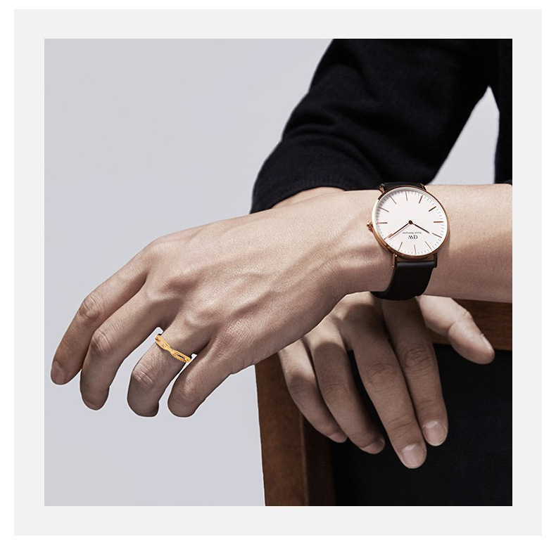 跨境 不锈钢情侣戒指 时尚个性镂空链条设计玫瑰金色钛钢饰品女详情6