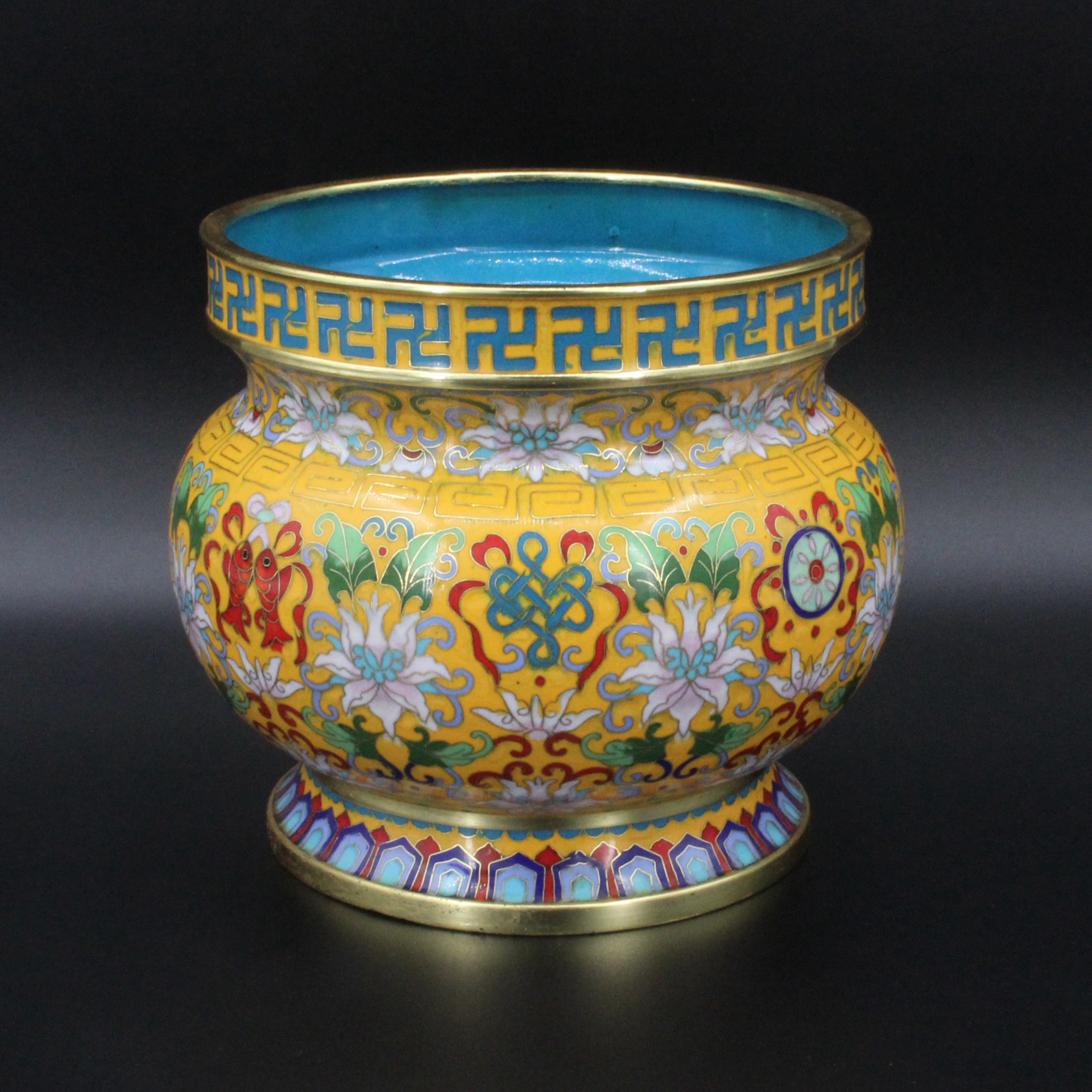Beijing Cloisonne vintage collectibles traditional copper body cloisonne enamel polished 8-inch auspicious eight-treasure incense burner pic 4