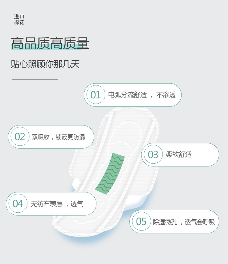 [Cross-border Factory]freestyle mesh Cotton surface day and Night Sanitary Napkins Factory Direct Sales, customizable pic 5